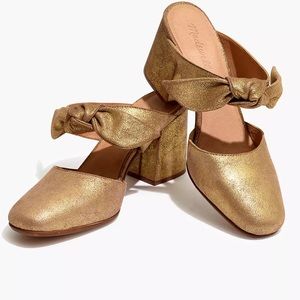Madewell The Zoe Bow Mule in Metallic Leather
